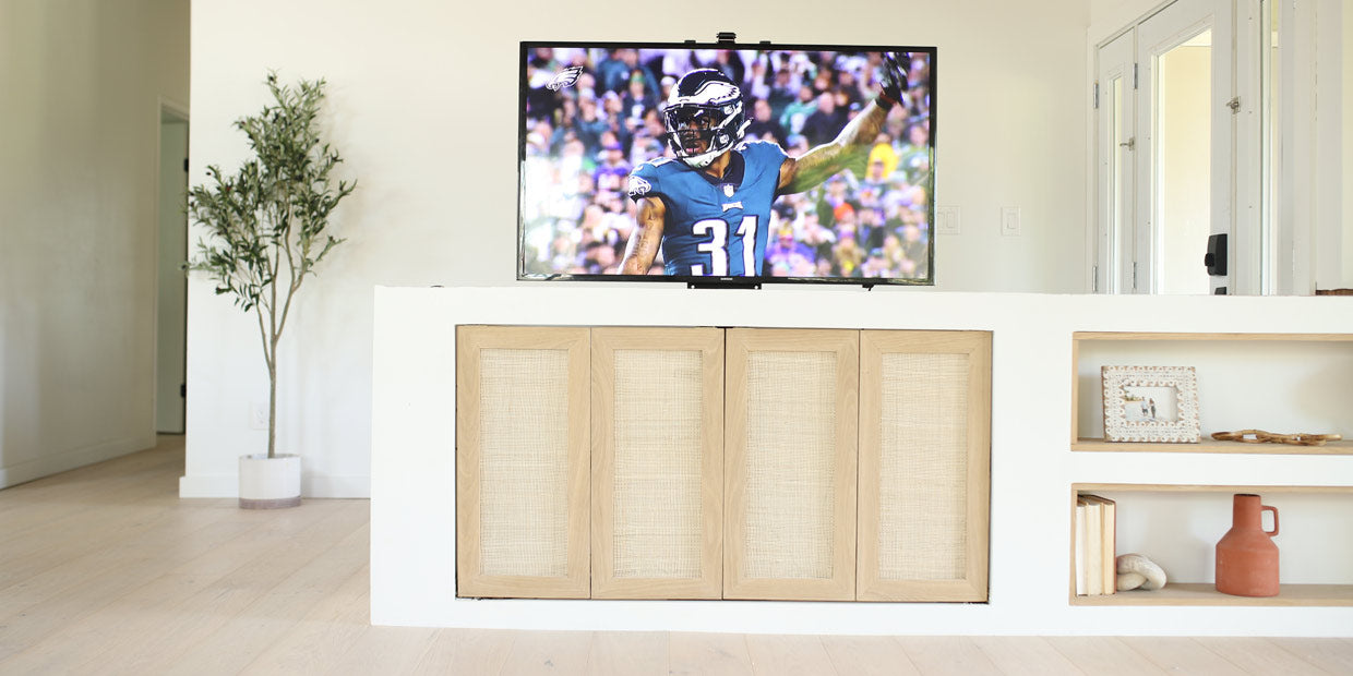 Touchstone Whisper Lift PRO TV Lift with IR remote, 12v trigger in half pony wall built by @sachilord