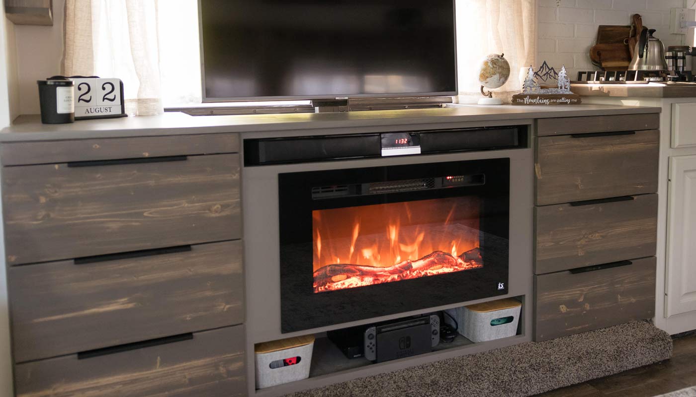 Touchstone Electric Fireplaces and TV Lifts sized for RVs and motor homes