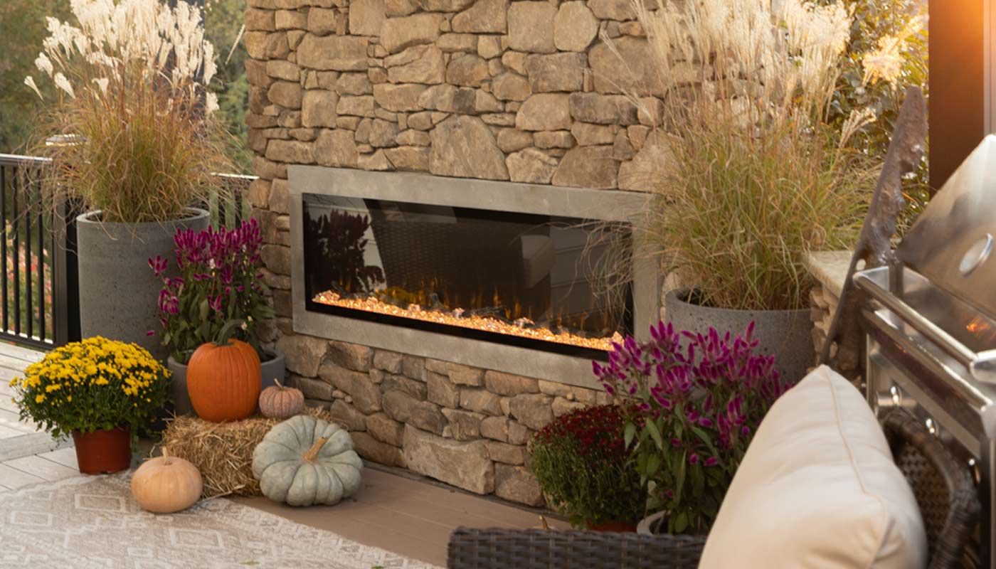 Touchstone Outdoor Electric Fireplace Collection