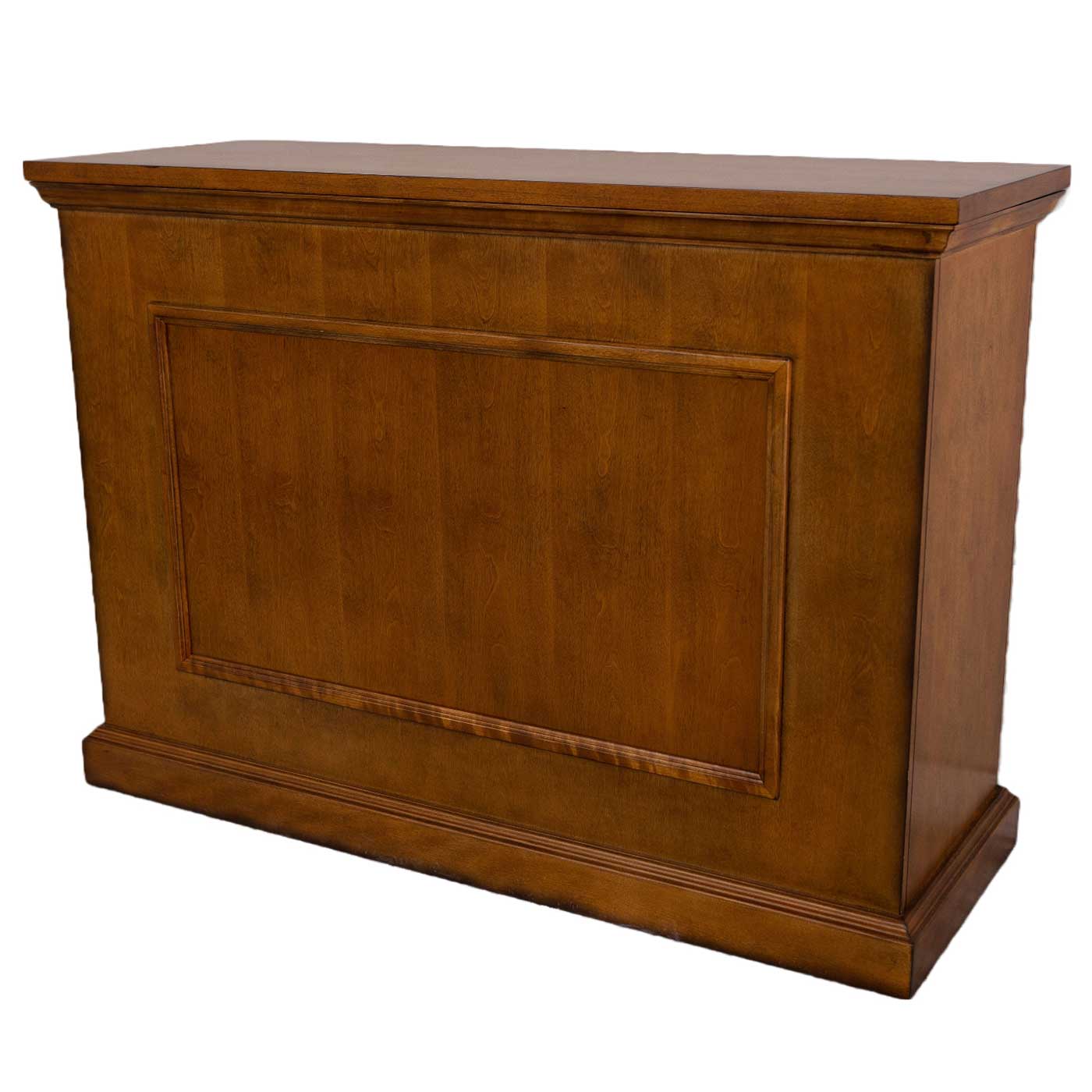 Touchstone Elevate 72009 TV Lift Cabinet in Honey Oak wood finish pictured from an angle.