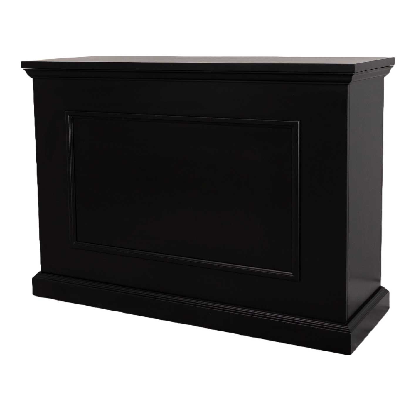 Touchstone Elevate 72011 TV Lift Cabinet in Black wood finish pictured from an angle.