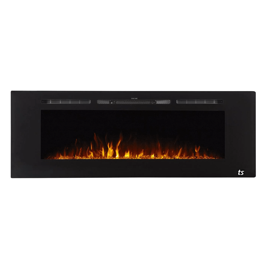 Touchstone Sideline 60 Electric Fireplace front view crystals orange flames