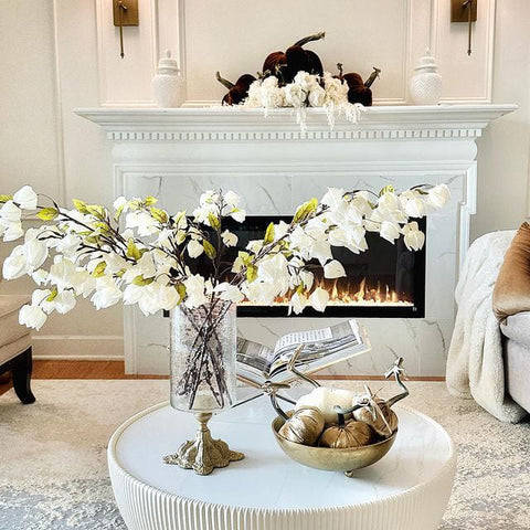 Touchstone Sideline Elite 50 Smart Electric Fireplace with fall decor @prettytwinkledesign