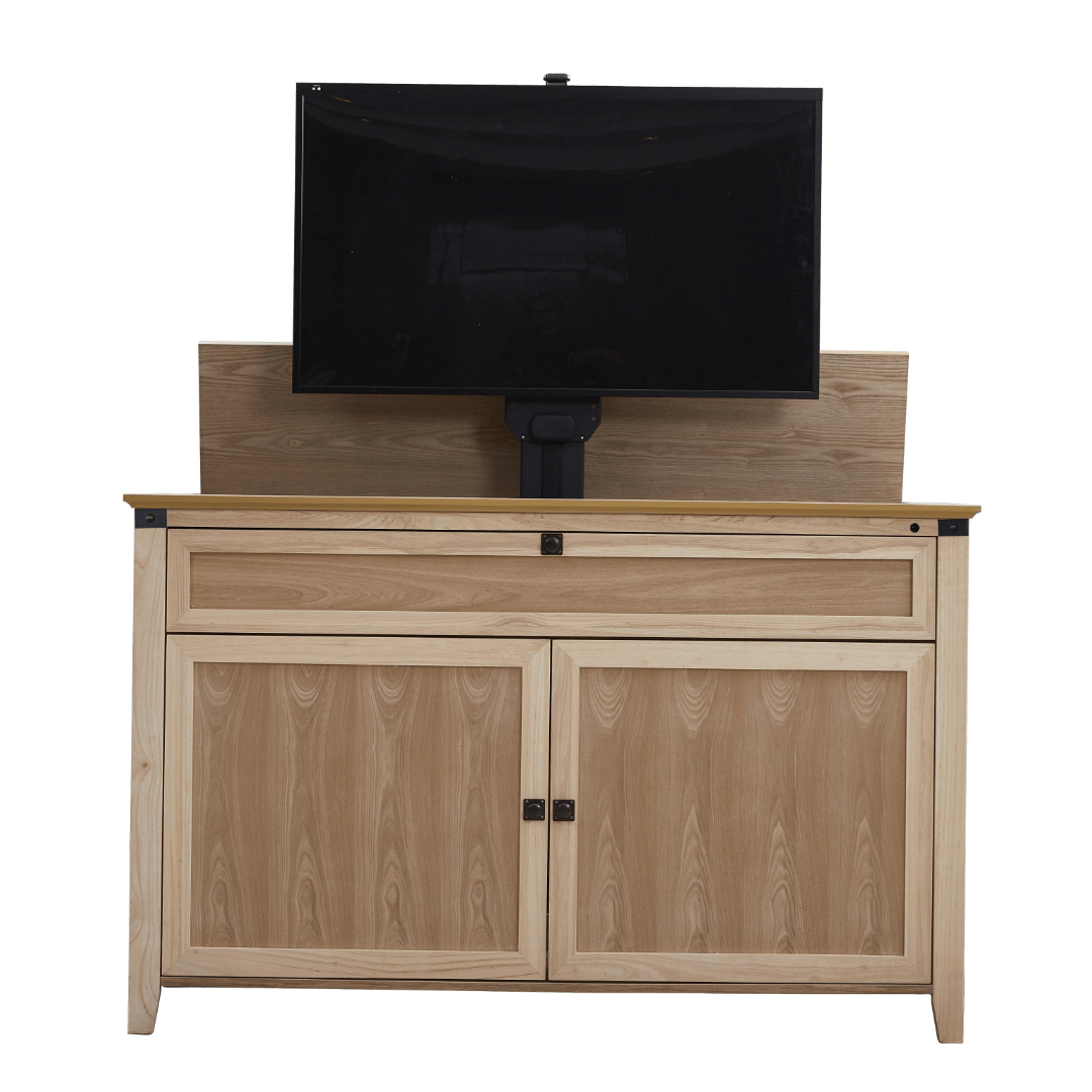 The Claymont Unfinished 70163 TV Lift Cabinet for 65 inch Flat screen TVs