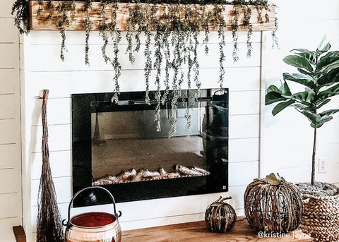Fall fireplace decor with Touchstone Forte Electric Fireplace by