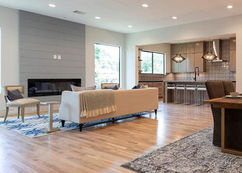 Touchstone Sideline 72 Electric Fireplace in home by Rob Ryan Construction