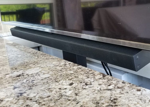Close up of outside TV lift mechanism in grill area