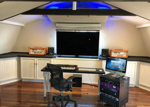 Touchstone Whisper Lift TV Lift Mechanism in a built in cabinet at Studio Malibu Productons