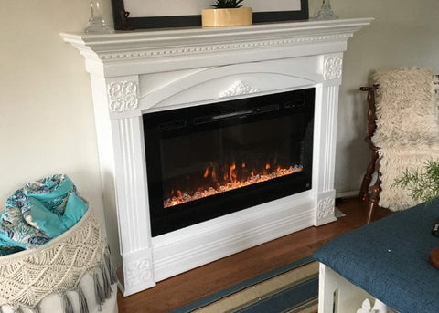 Sideline 36 Electric Fireplace in a custom built mantel