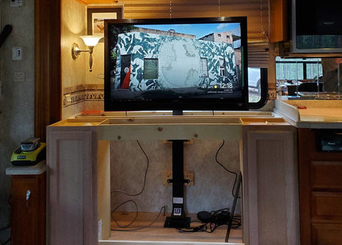Touchstone TV lift in an RV