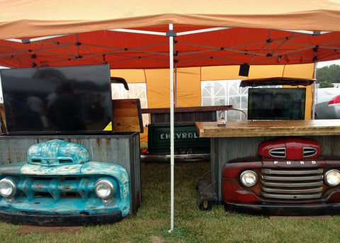 Whisper Lift II TV Lift Mechanism Antique trucks repurposed into TV lift cabinets. Photo Courtesy of The Rusty Truck