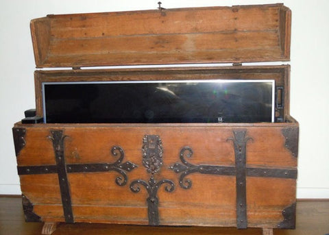 Whisper Lift TV Lift in an antique chest