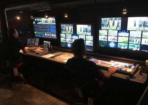 Whisper Lift TV Lift in college football team's production trailer.