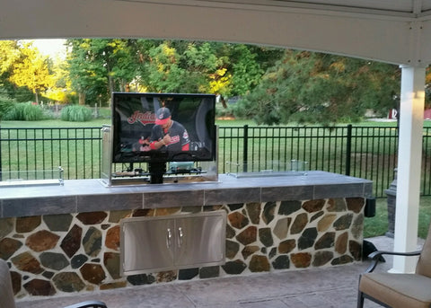 Touchstone Whisper Lift II TV Lift added to outside patio