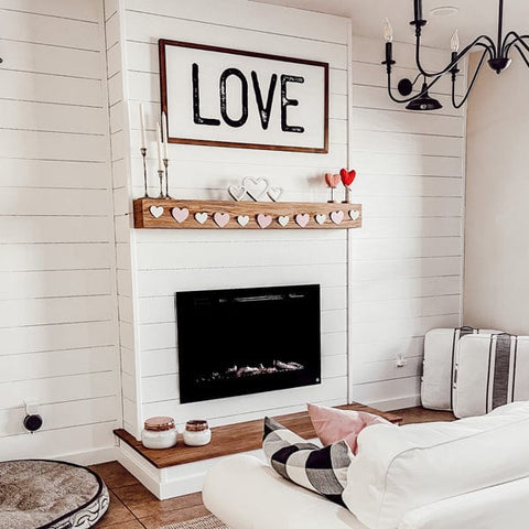 Touchstone Forte Electric Fireplace decorated for Valentine's Day by @kristine.jayne