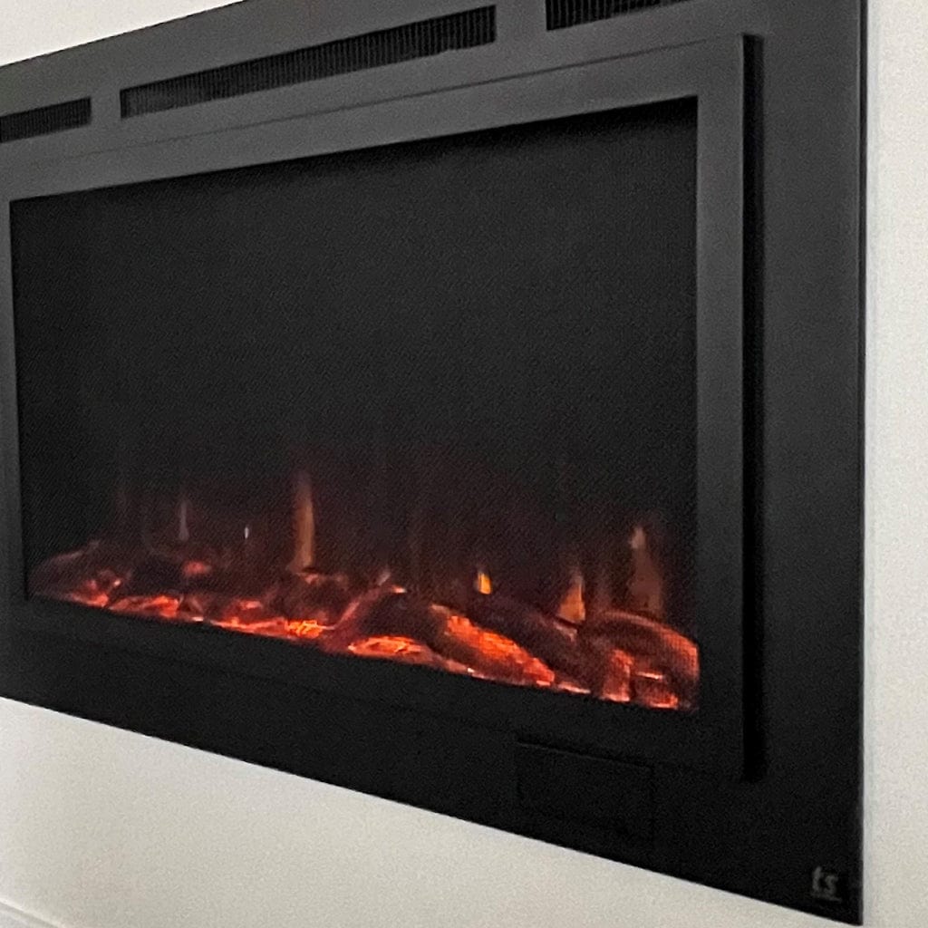 Touchstone Sideline Steel® Electric Firepalce closeup of the mesh scrreen.