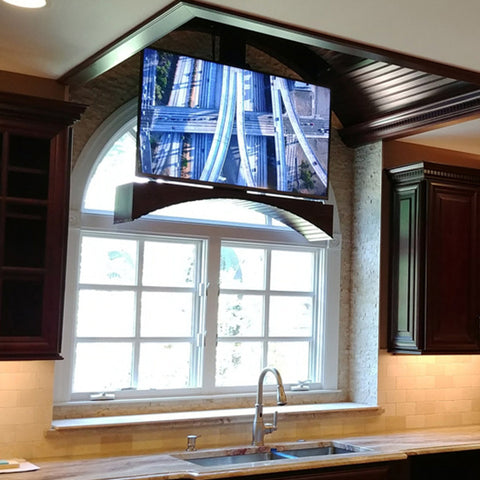 Touchstone TV lift in kitchen ceiling to watch TV anytime