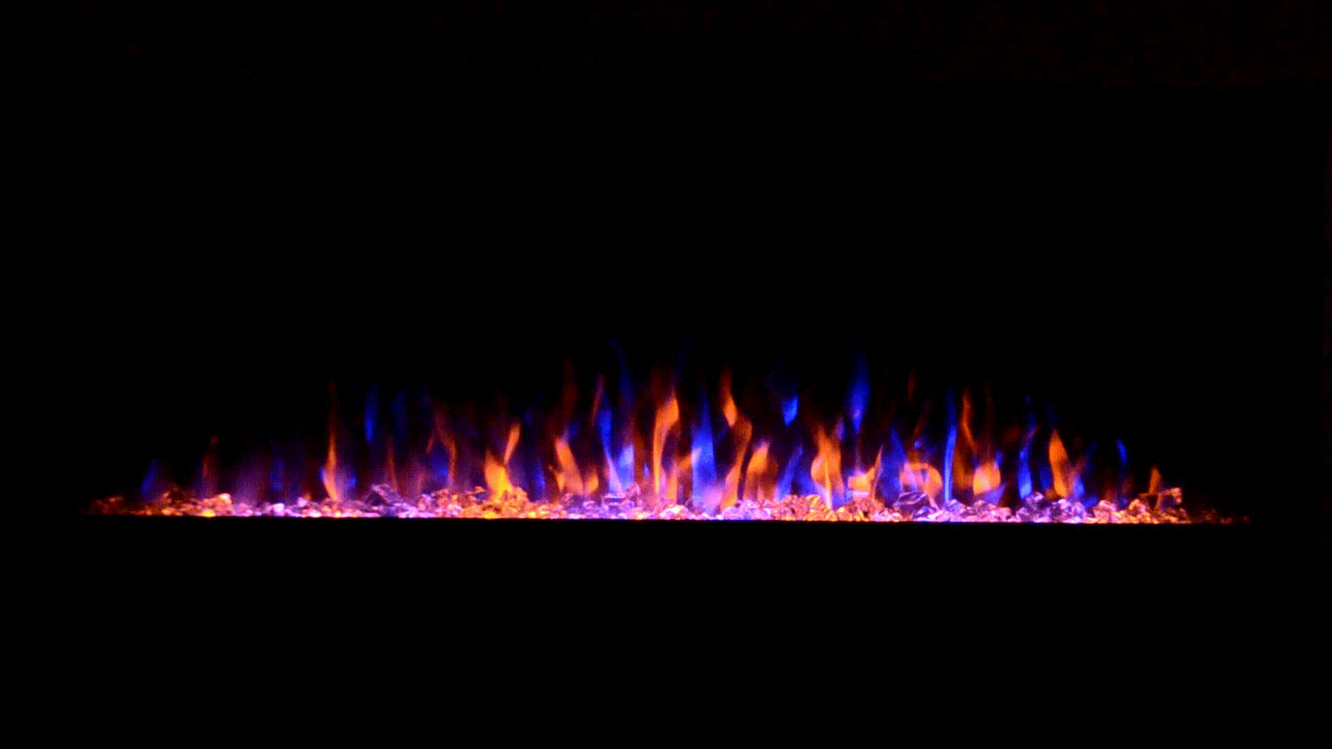 Sideline 72 80015 72 inch Recessed Electric Fireplace gif of flames with crystals.