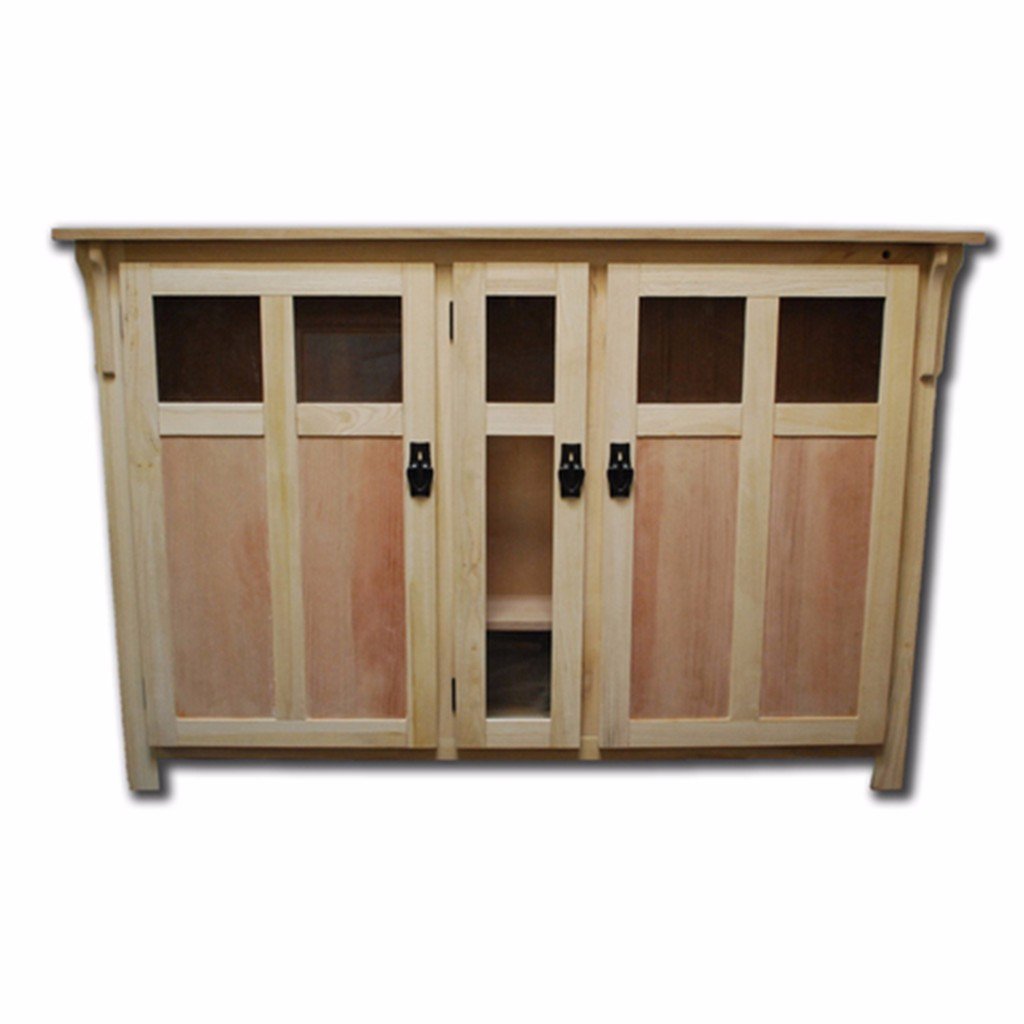 The Bungalow 70162 Unfinished TV Lift Cabinet for 60" Flat screen TVs shown closed. 