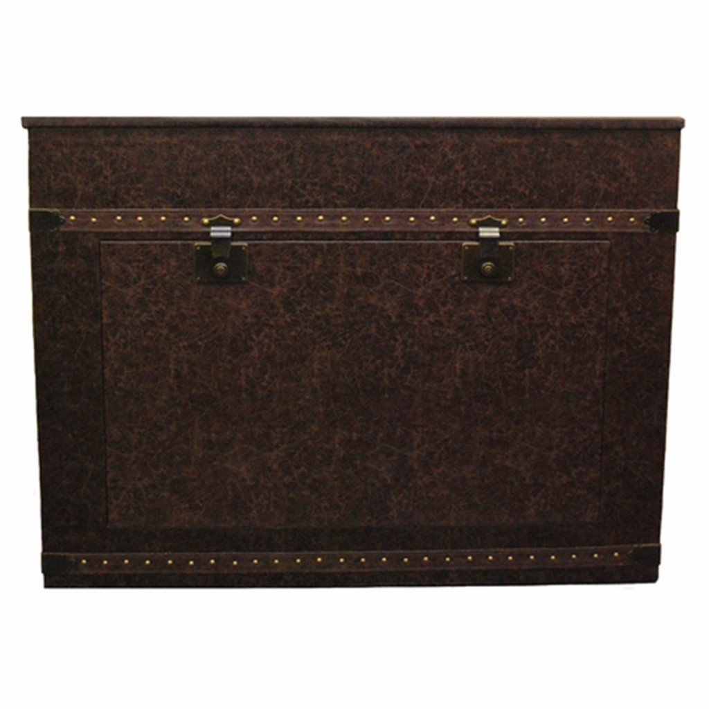 	Elevate 72007 Vintage Trunk TV Lift Cabinet for  Flat screen TVs closed. 