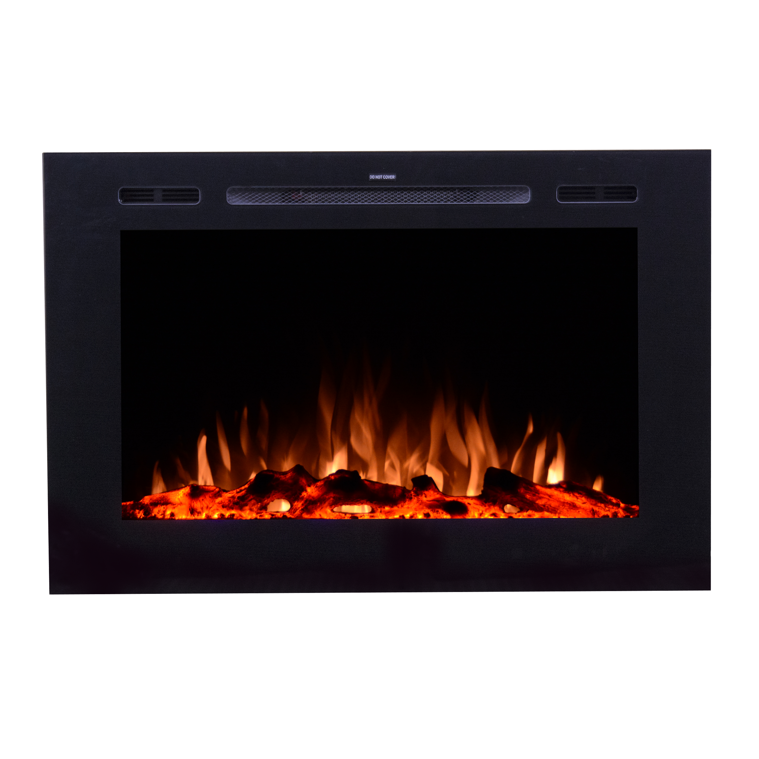 Forte 80006 40 inch Recessed Electric Fireplace turned on.