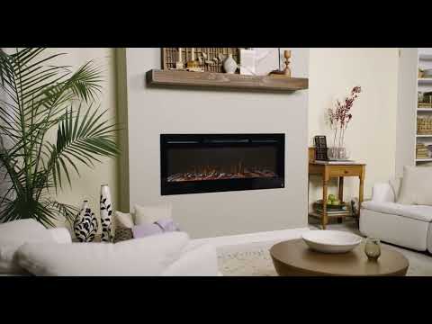 The Sideline 60 Inch Recessed Smart Electric Fireplace 80011 features video