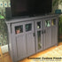 The Bungalow 70162 Unfinished TV Lift Cabinet for 60" Flat screen TVs in a living room.