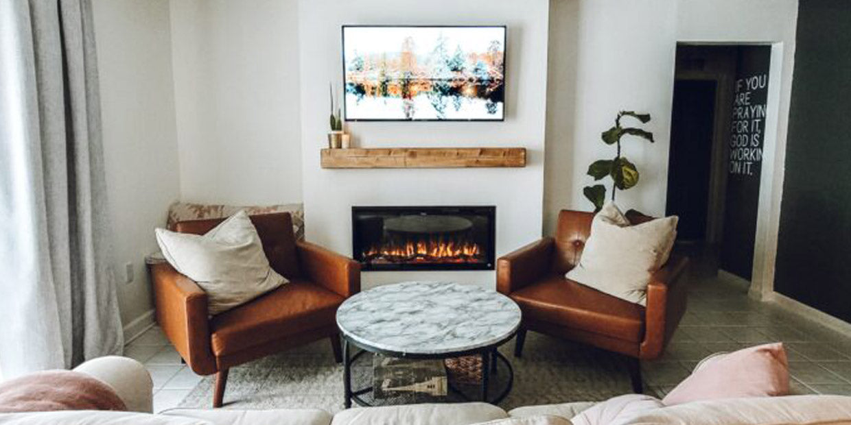 Touchstone Sideline Elite 42 Smart Electric Fireplace DIY accent wall by Simple Made Pretty