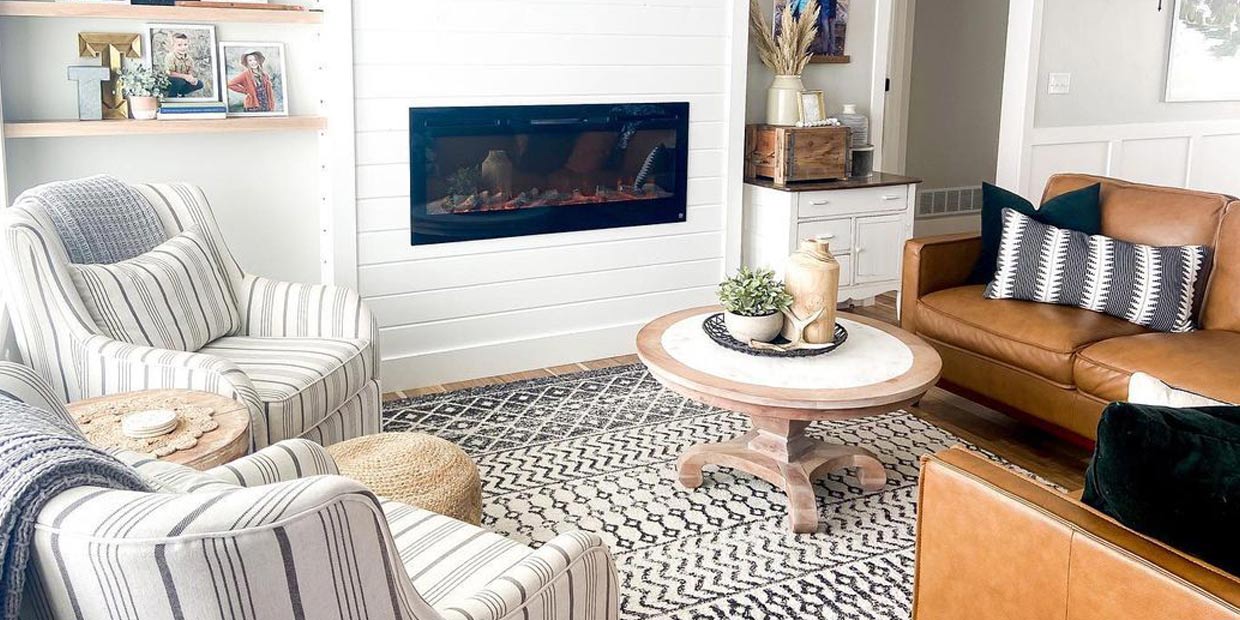 Touchstone Sideline 50 Electric Fireplace in boho living room by @idahomebody