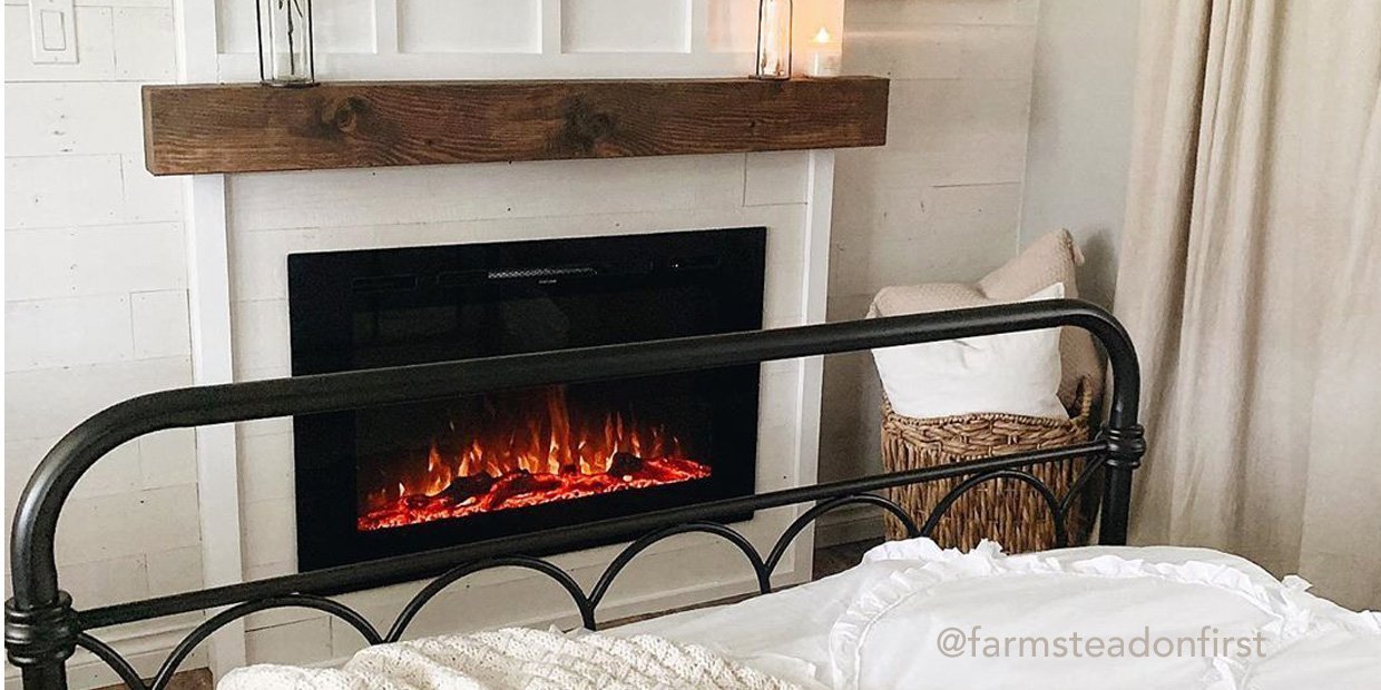 Touchstone Forte Electric Fireplace in Bedroom by farmsteadonfirst