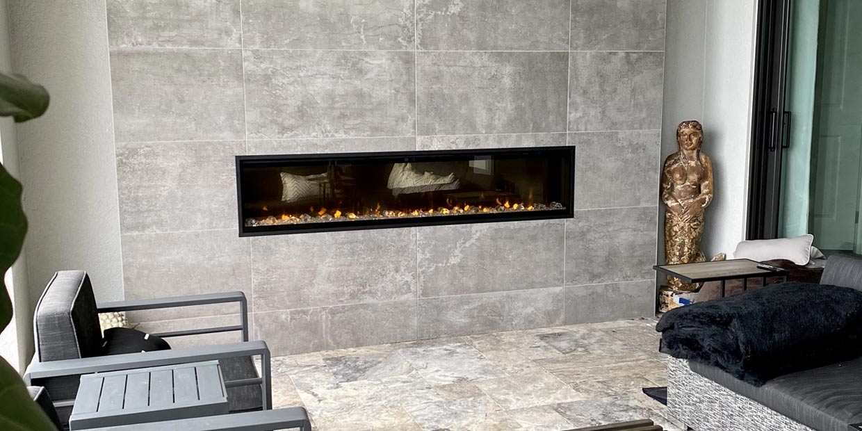 Touchstone Sideline Elite 72 Electric Fireplace featured in accent wall package by Umbare Home Remodel Online, Lakewood Ranch, FL