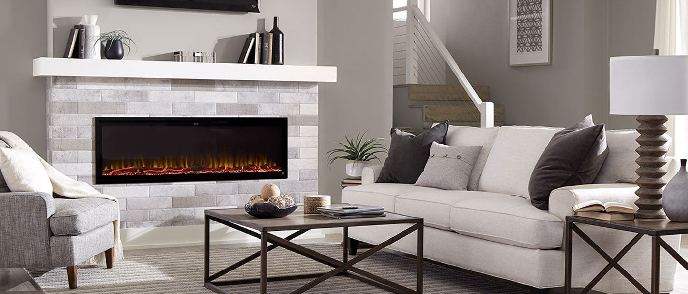 Touchstone Sideline Elite Smart Electric Fireplace in a living room