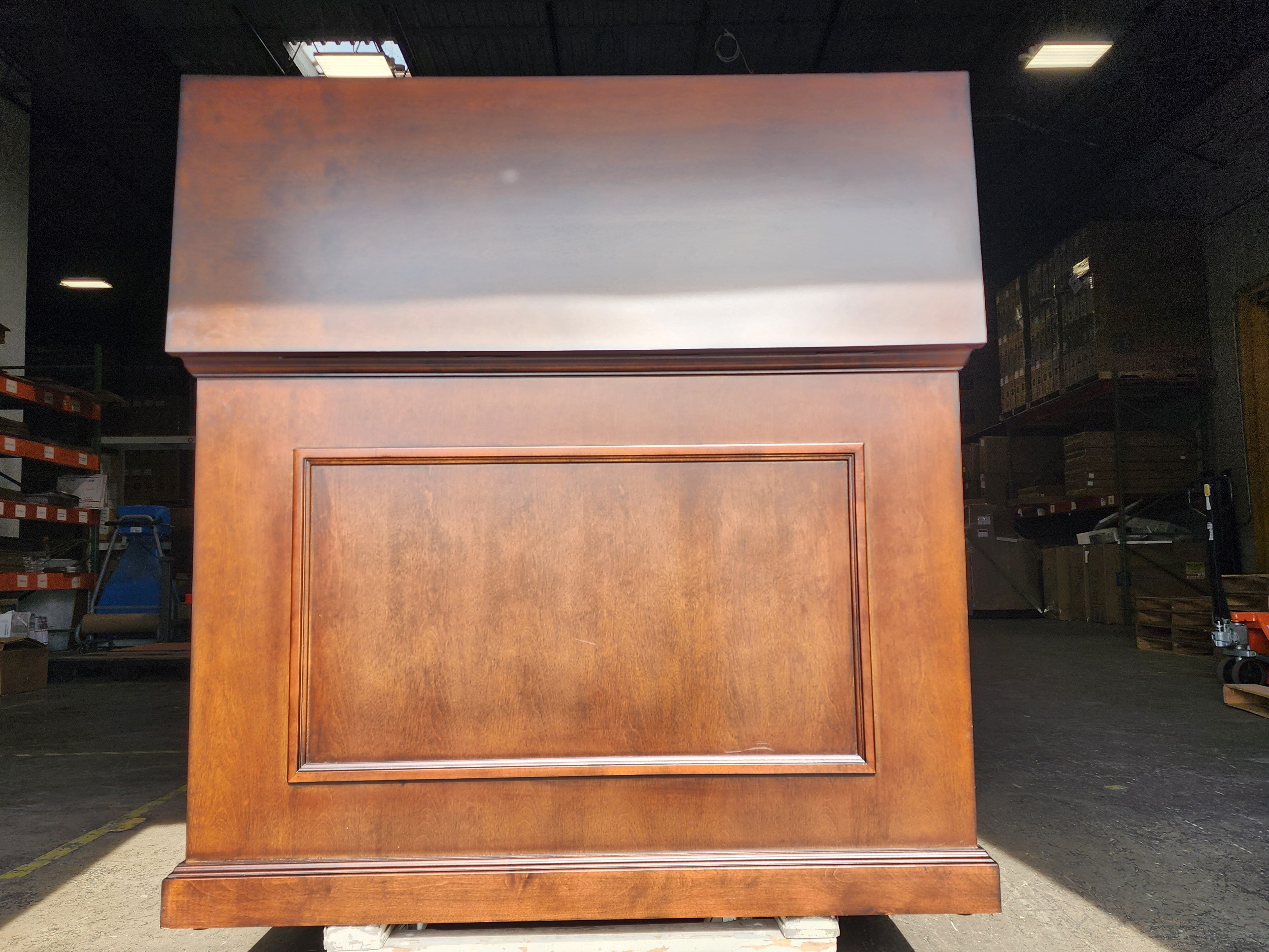Showroom Unit - Elevate 72009 Honey Oak TV Lift Cabinet from the back.