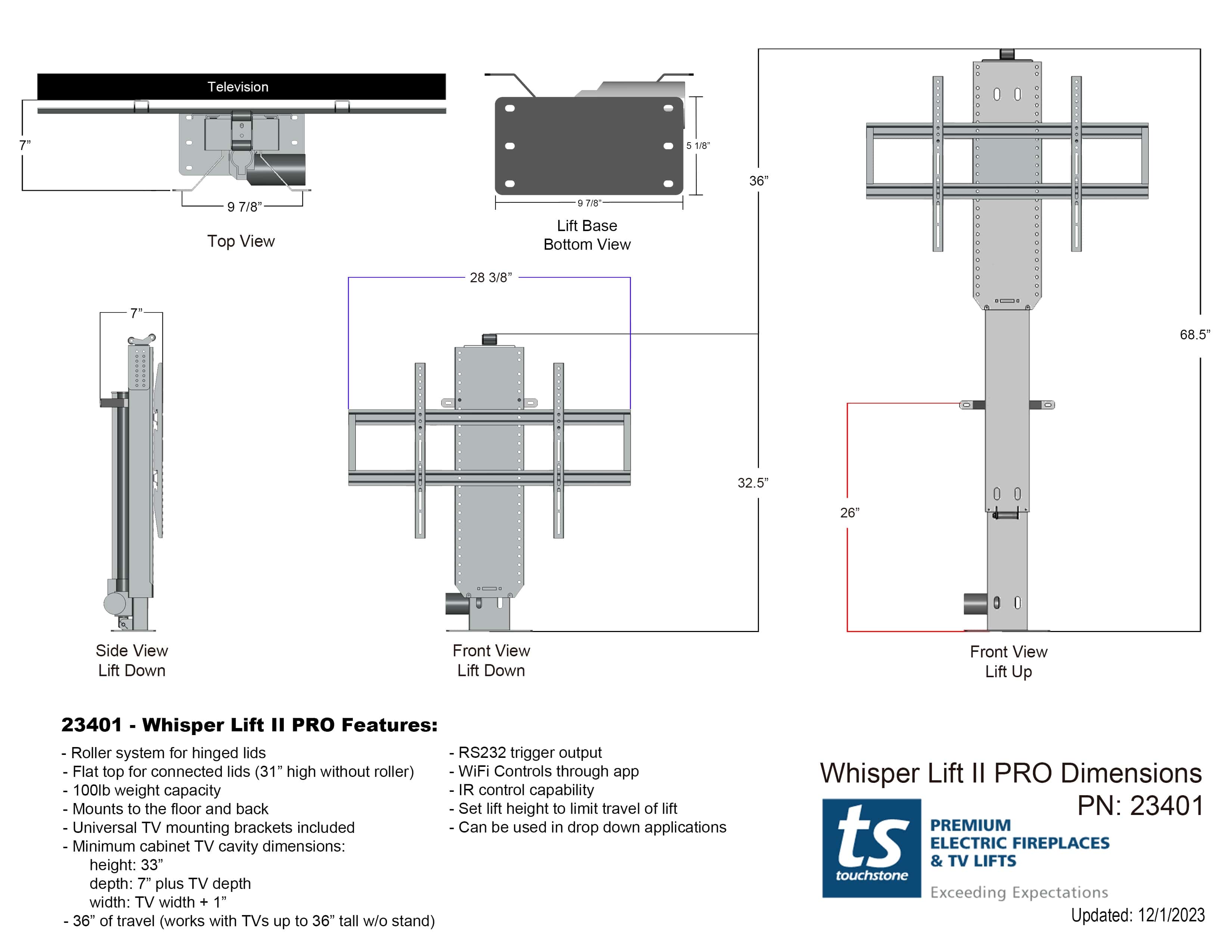 23401 Lift Dimensional Drawing