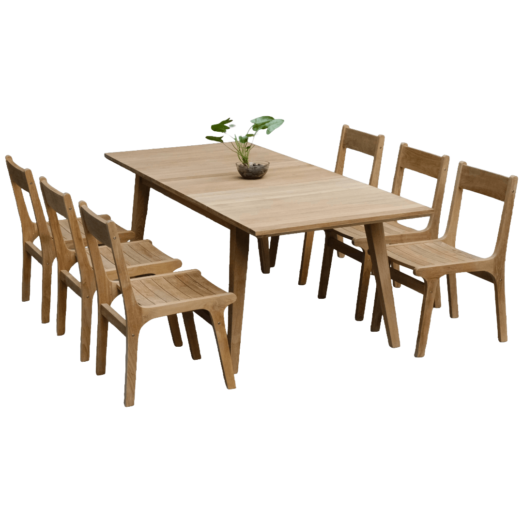 Touchstone Teak Eluna set extended on white