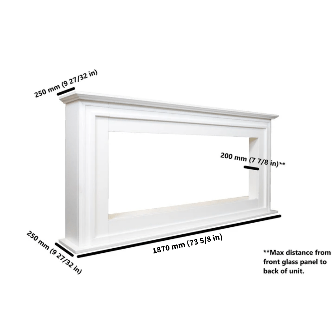 Side dimensions of the Touchstone Encase Surround Mantel