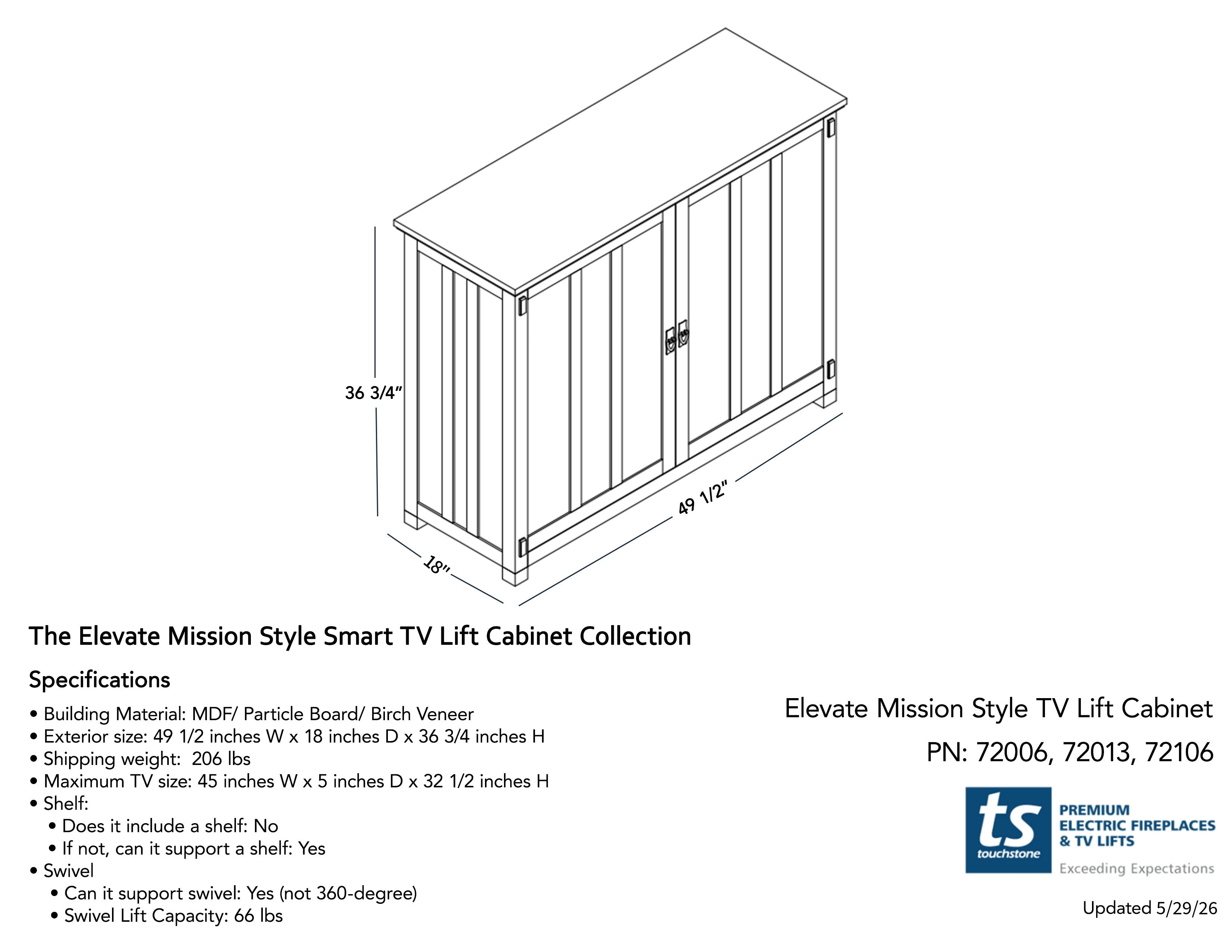 Mission Elevates-72006 dim drawing-spec sheet