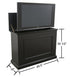 Showroom Model Elevate 72011 Black TV Lift Cabinet measurments Touchstone Home Products, Inc.