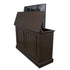 Grand Elevate 74008 Espresso TV Lift Cabinet for 65 inch Flat screen TVs angled towards the back.