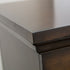 Grand Elevate 74008 Espresso TV Lift Cabinet for 65 inch Flat screen TVs corner detail shot.