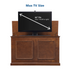 74008 Grand Elevate Smart TV Lift Cabinet tv size graphic on white.