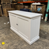 Touchstone Large Shoreline Smart TV Lift Cabinet 74010 in White - open box model photographed in the warehouse.