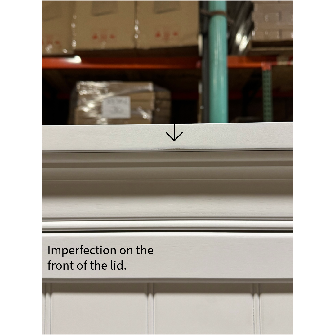 Touchstone Large Shoreline Smart TV Lift Cabinet 74010 in White - open box model photographed in the warehouse.