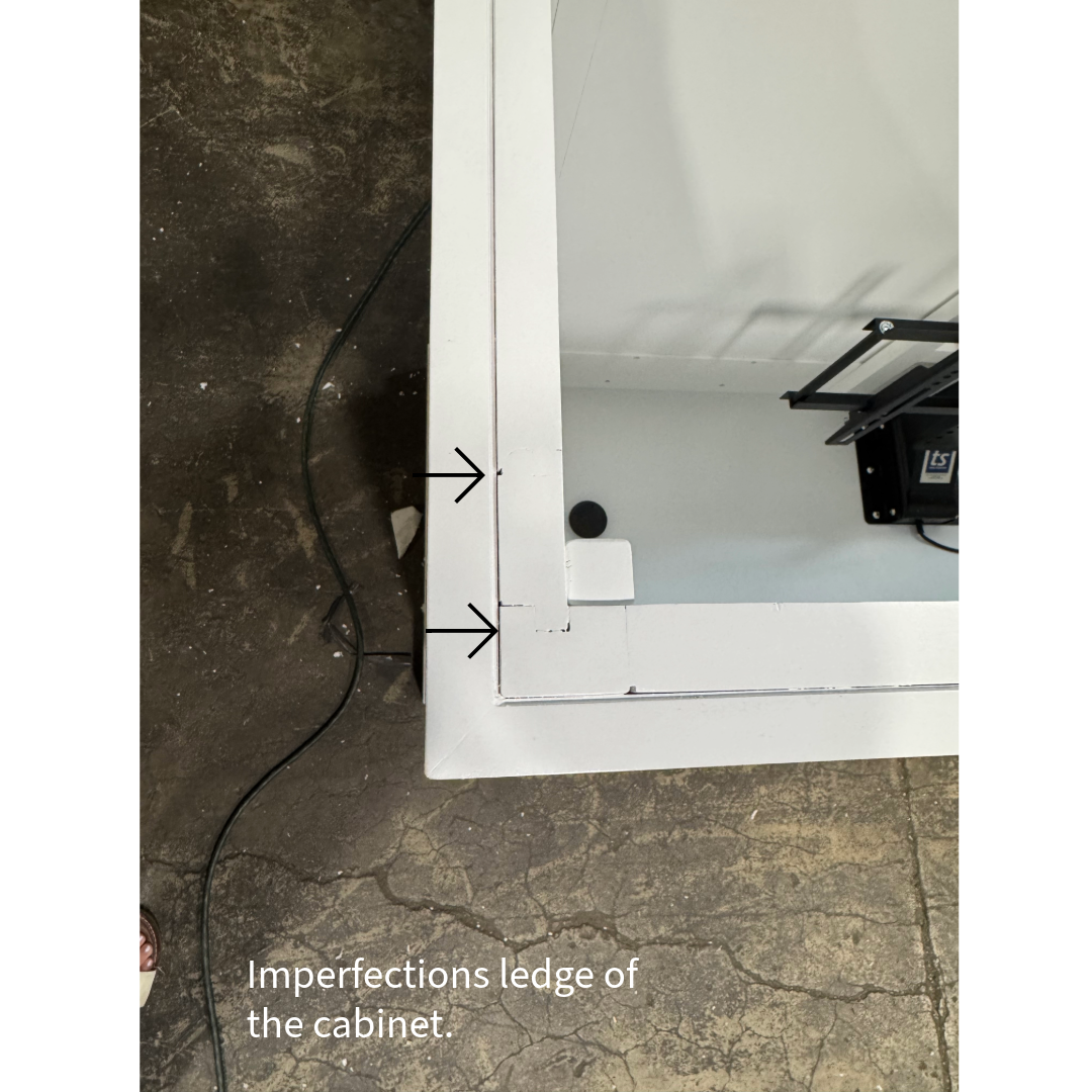 Touchstone Large Shoreline Smart TV Lift Cabinet 74010 in White - open box model photographed in the warehouse.