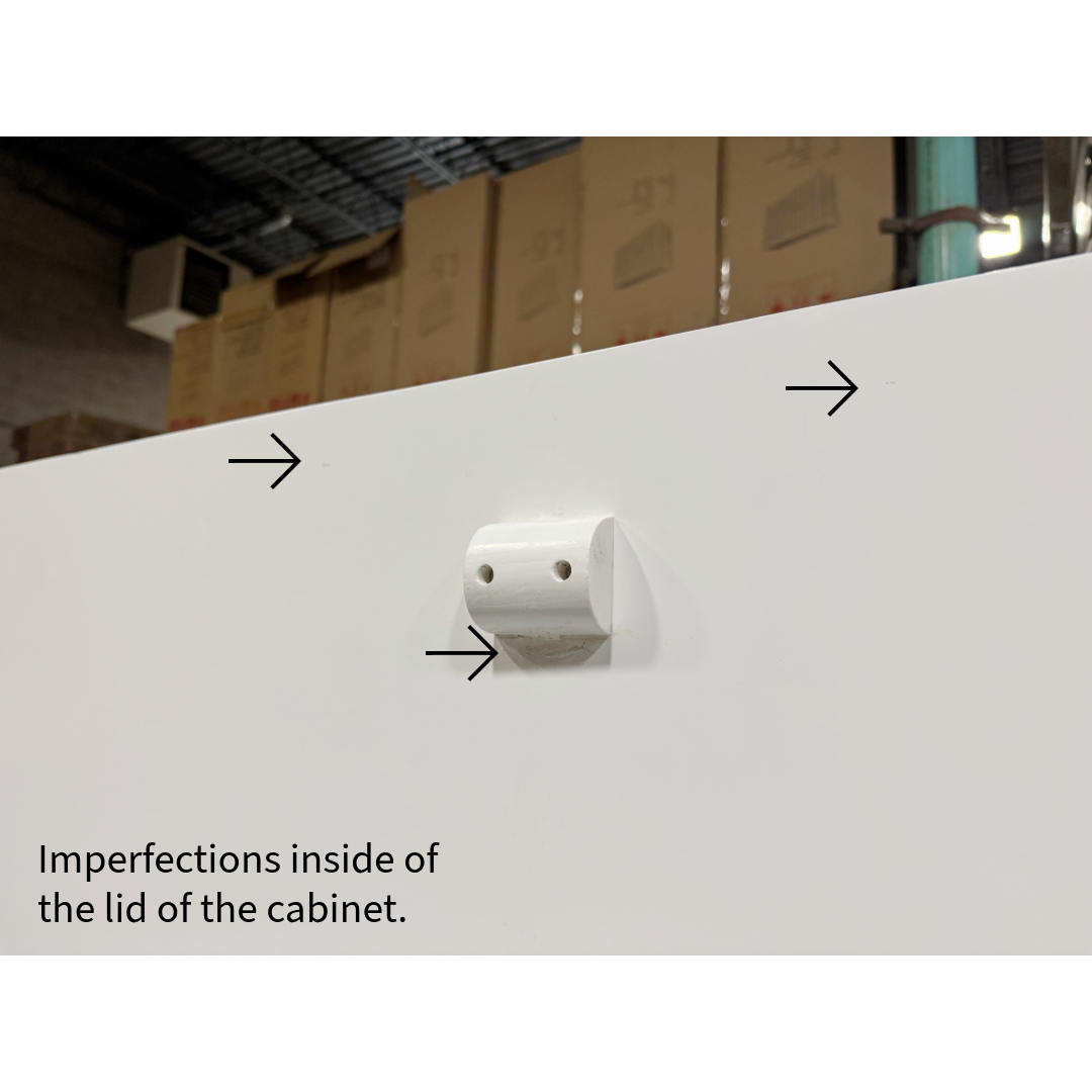 Touchstone Large Shoreline Smart TV Lift Cabinet 74010 in White - open box model photographed in the warehouse.