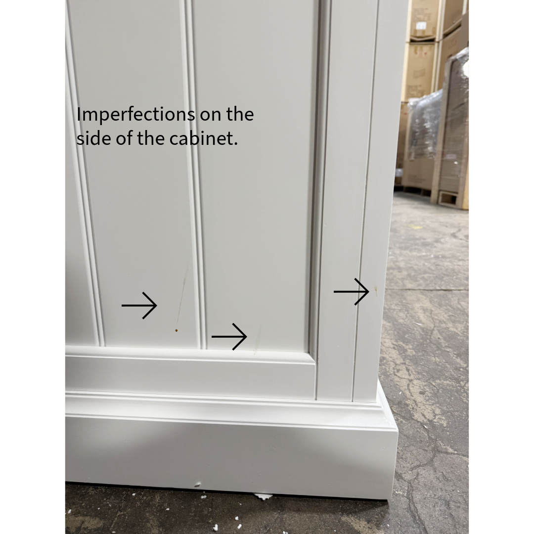 Touchstone Large Shoreline Smart TV Lift Cabinet 74010 in White - open box model photographed in the warehouse.