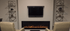 Sideline 72 80015 Recessed Electric Fireplace turned on.