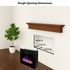 Touchstone Electric Fireplace rough opening dimensional graphic (Model: Sideline)