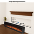 Touchstone Electric Fireplace rough opening dimensional graphic (Model: Sideline)
