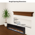 Touchstone Electric Fireplace rough opening dimensional graphic (Model: Sideline Elite)